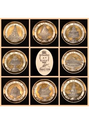 8 Fornasetti “Dinner at Eight” Coasters - “Pranzo alle Otto”